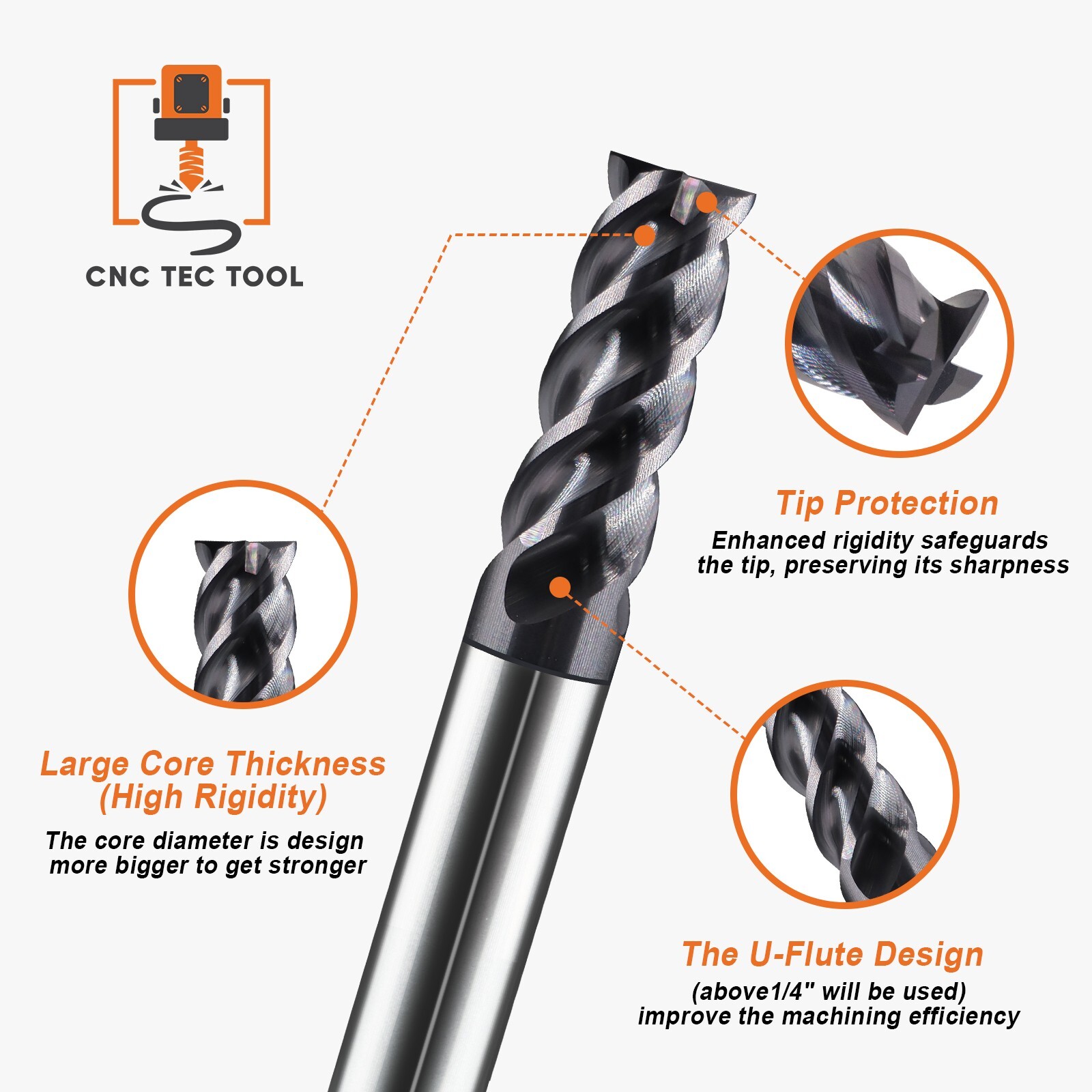 1 PCS 5/8″ 4 Flutes Square 45° Helix Carbide End Mill Bits AlTiCrN Coated HRC 50