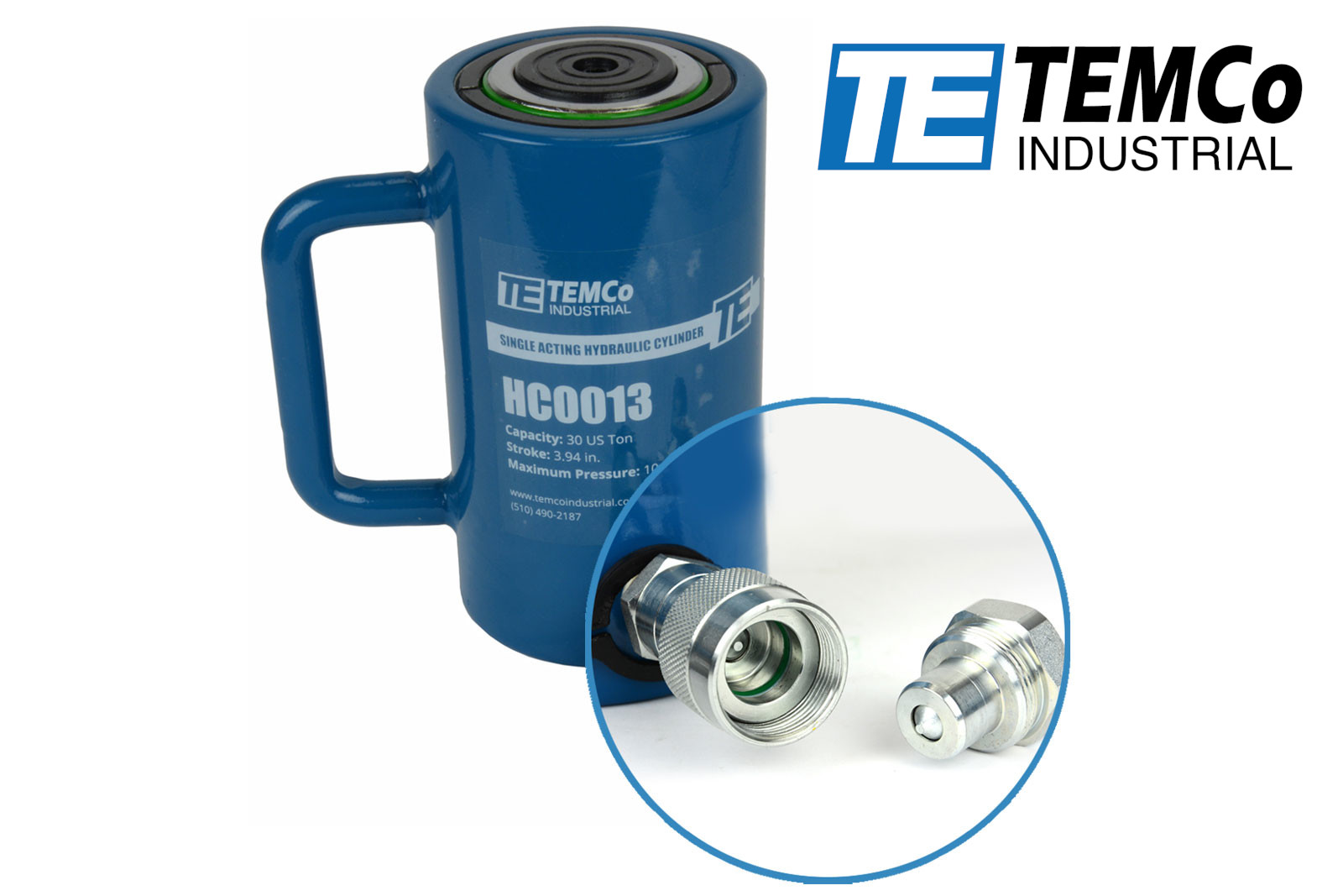 TEMCo HC0013 – Hydraulic Cylinder Ram Single Acting 30 TON 4″ Inch Stroke