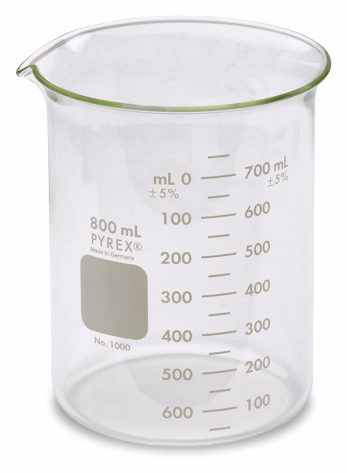 800ml Glass Beaker, Griffin Low Form, Graduated, PYREX 1000-800 (Single)