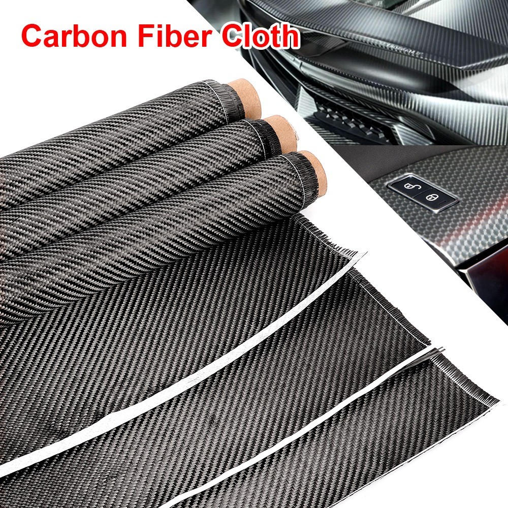 50 x 100CM Pure Carbon Fiber Fabric Cloth Roll 3k 200gsm 2×2 Twill Weave Black