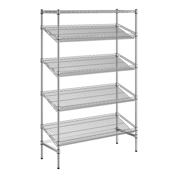 18×48 slanted wire shelving unit 5 tier units 3 slanted and 2 standard shelves