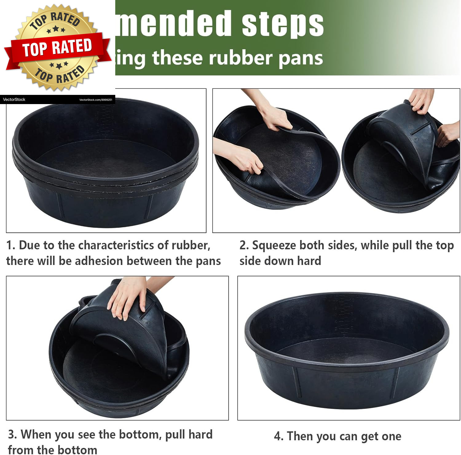 5 Pcs Rubber Feed Pan 12 Quart/ 3 Gallon Utility Horse Feed Bucket Rubber Bowl C