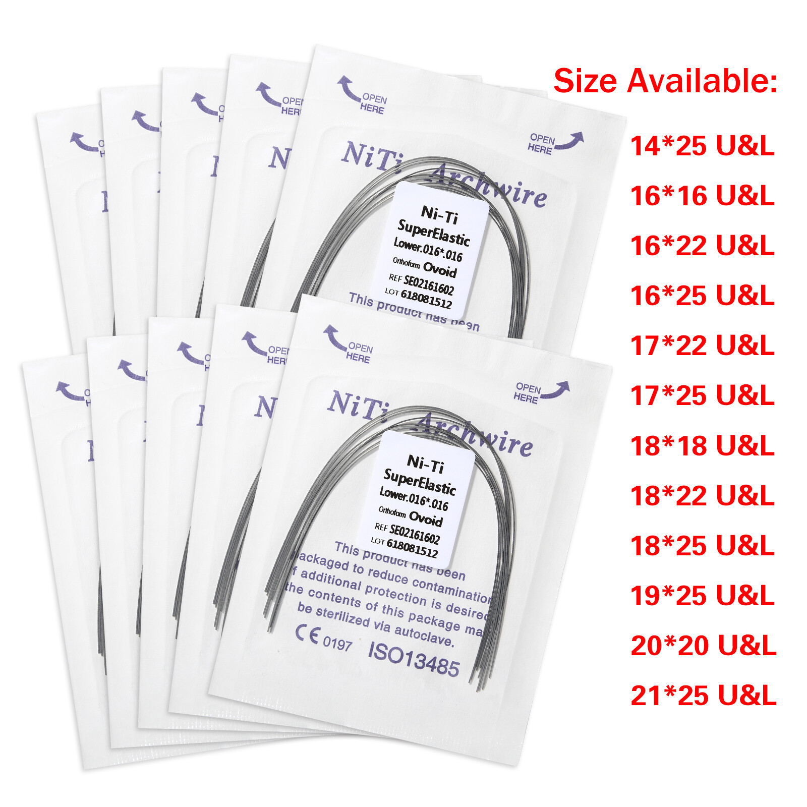 10PCS/PK Dental Orthodontic Arch Wire Niti Elastic Round Rectangular Ovoid OR