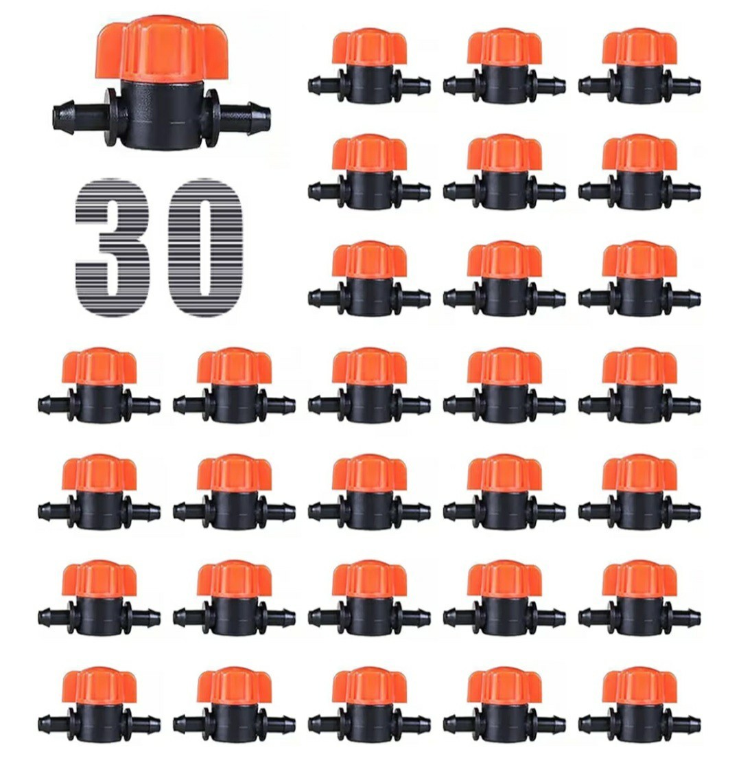 30 pcs 1/4 Inch Barbed Shut-Off Valve Universal Plastic 1/4” Drip 0.25 inches