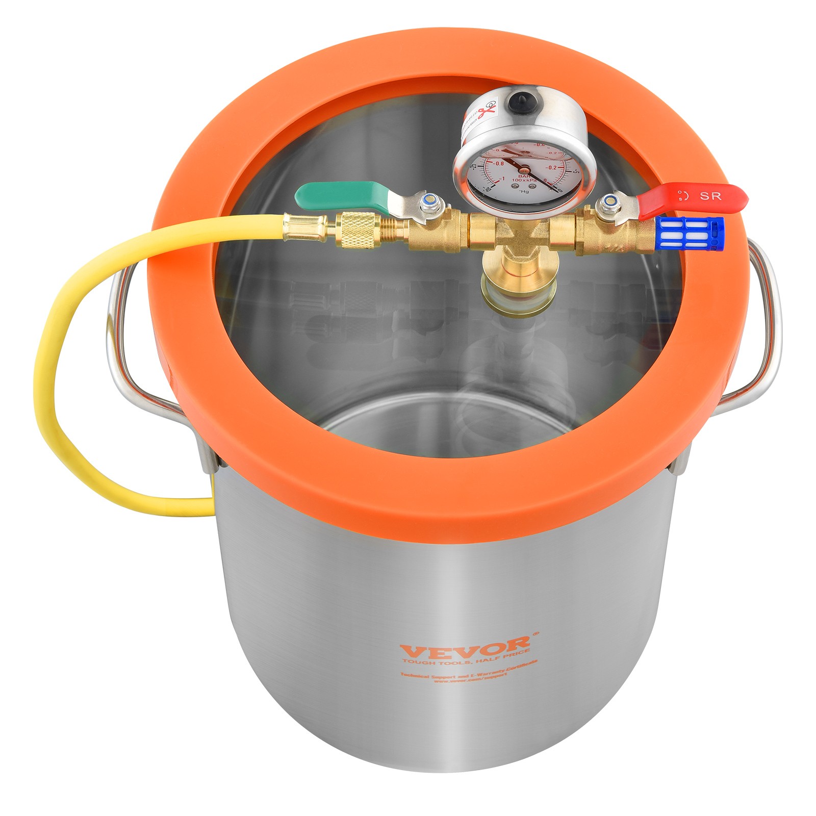VEVOR Vacuum Chamber Tempered Glass Lid Vacuum 5 Gal Degassing Chamber Silicone
