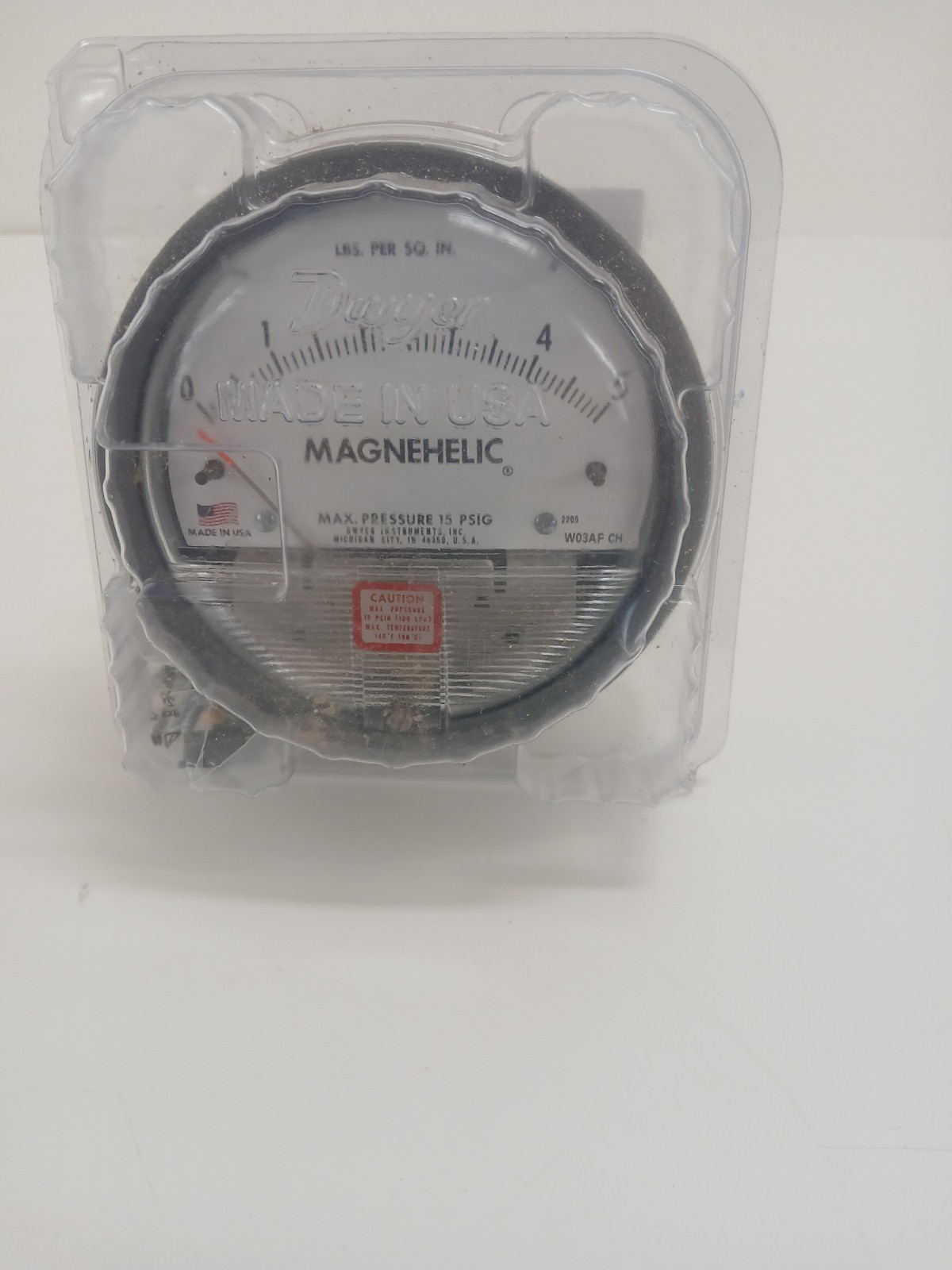 NEW!! DWYER MAGNEHELIC DIFFERENTIAL PRESSURE GAUGE, 0 TO 5 PSI, 2205