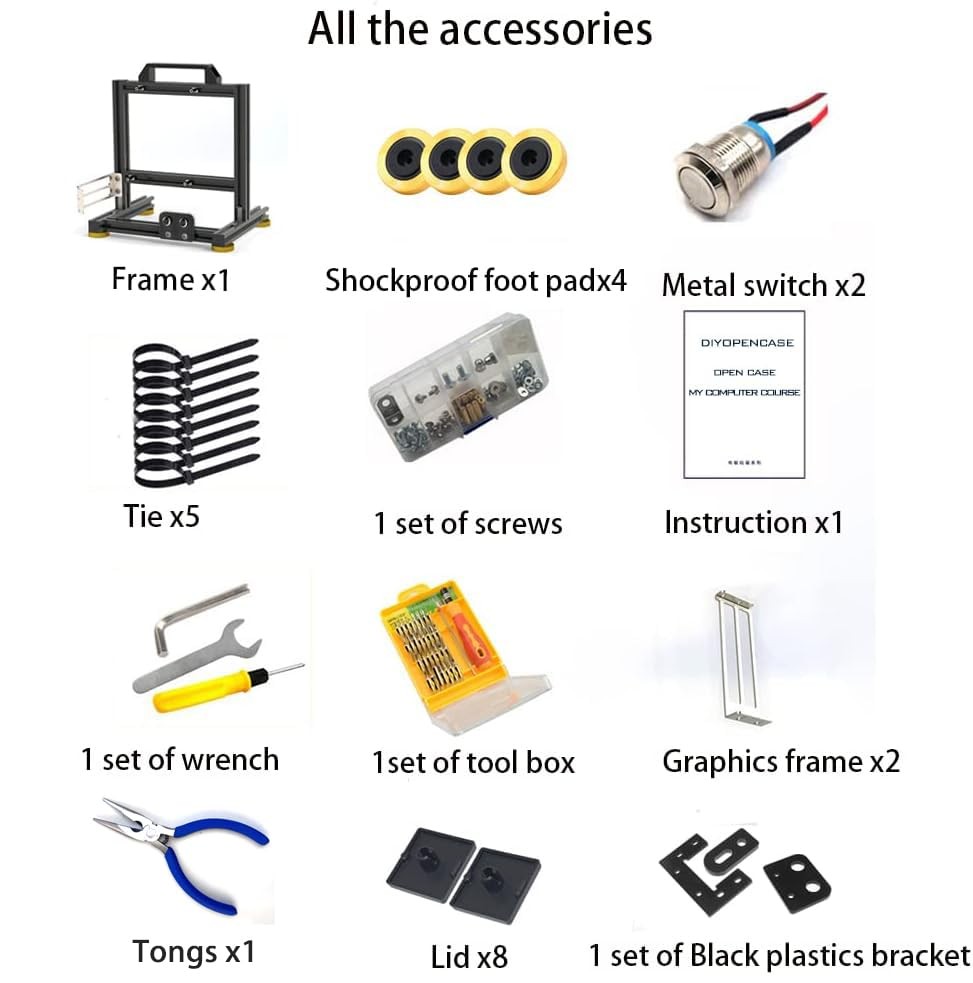 PC Creative Assembly Frame Test Bench，Open Air Case, DIY Computer Black