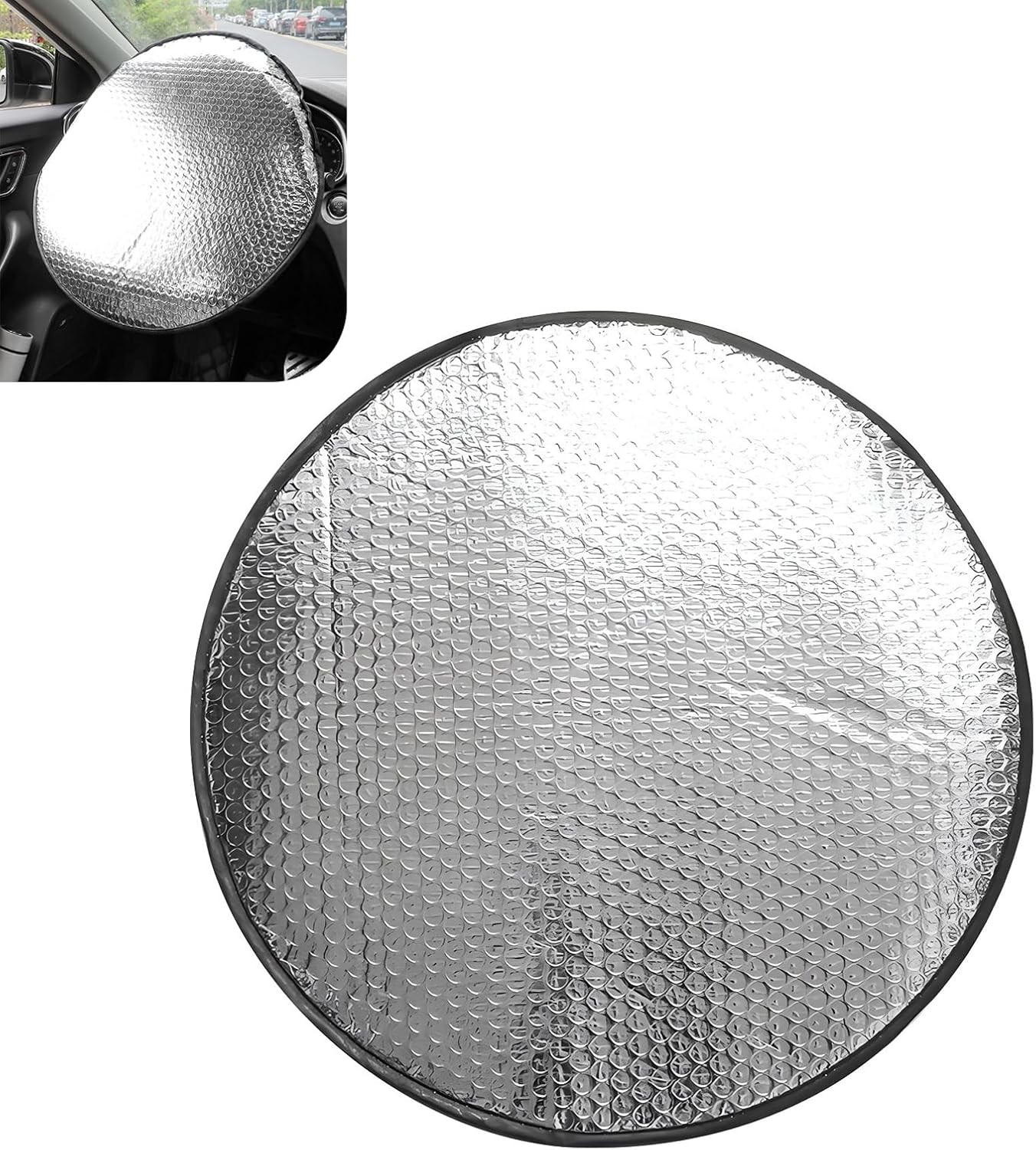 Universal Car Steering Wheel Sun Shade & Heat Shield, Aluminum Foil UV Protector