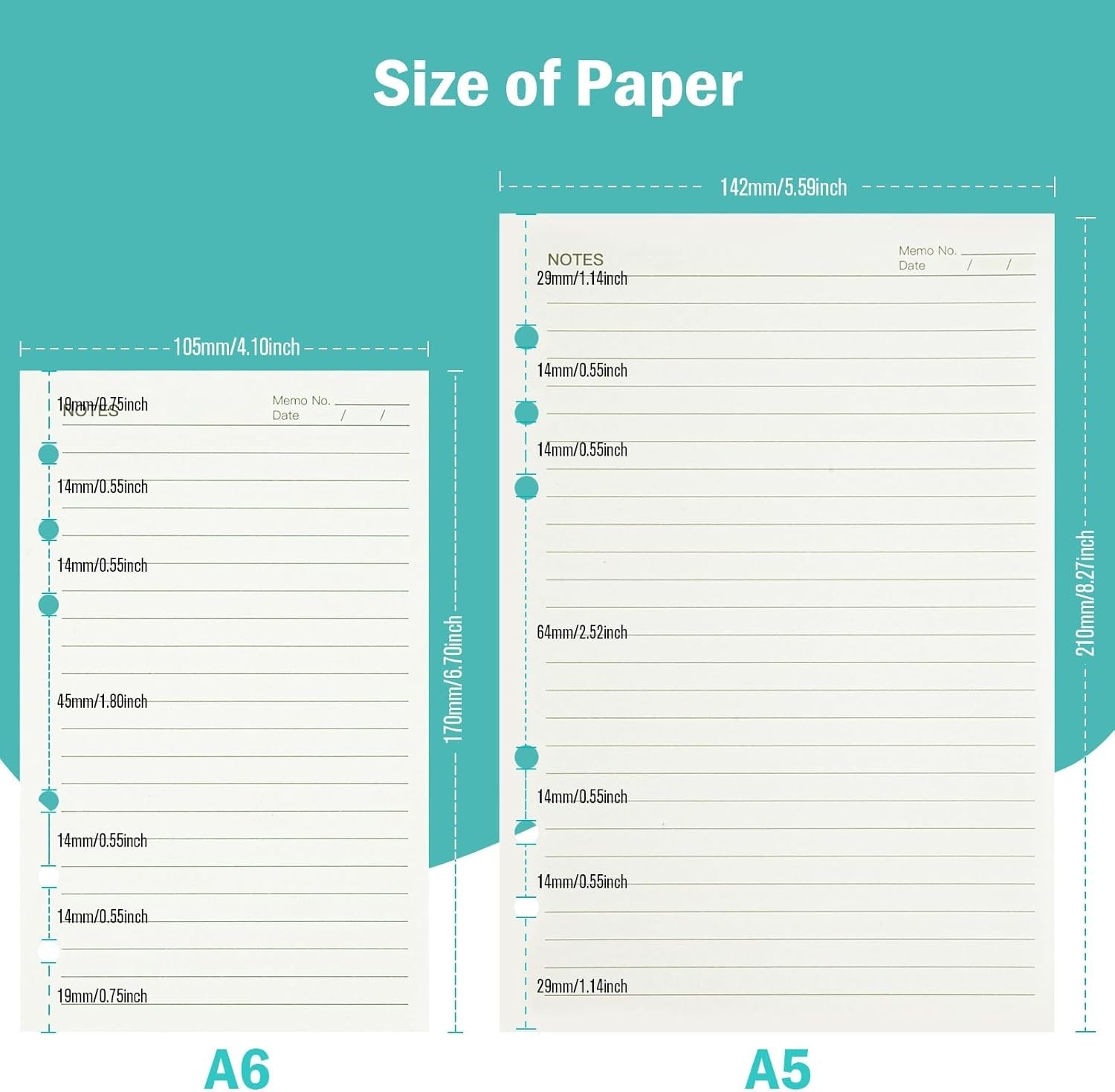 A6 Refill Paper 320 Pages Loose Leaf 6 Hole Notebook Planner Journals