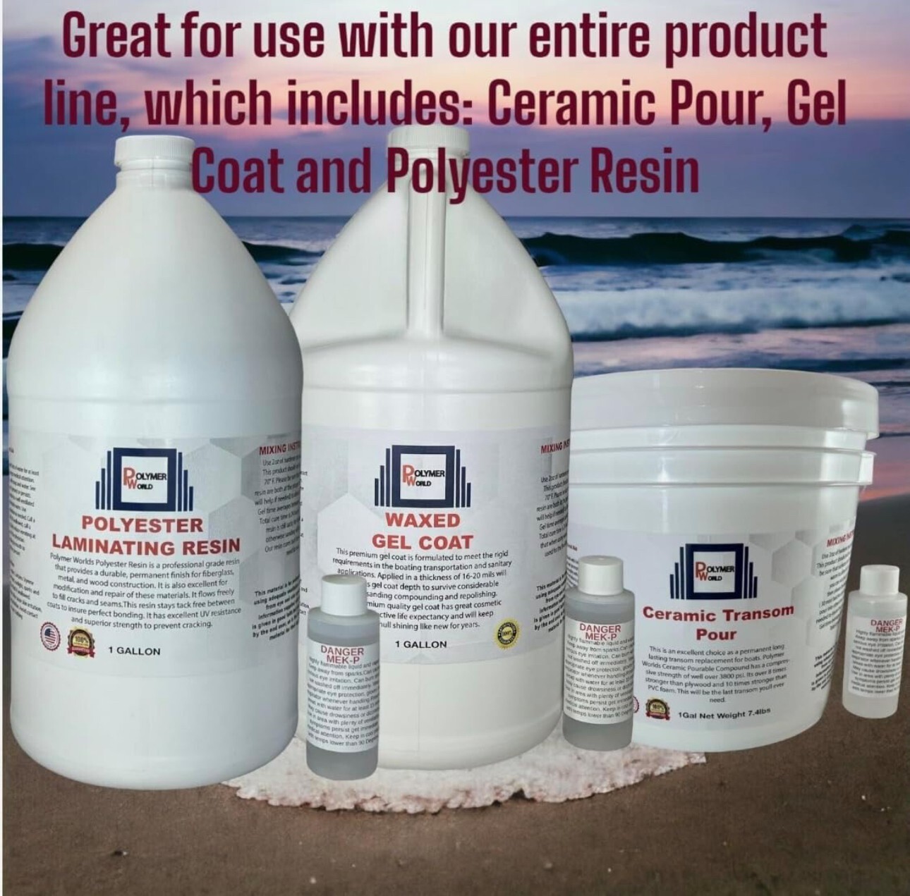 Polymer World Polyester Resin 5 Gal Kit For Boats RV’s Canoes Fiberglass Autos