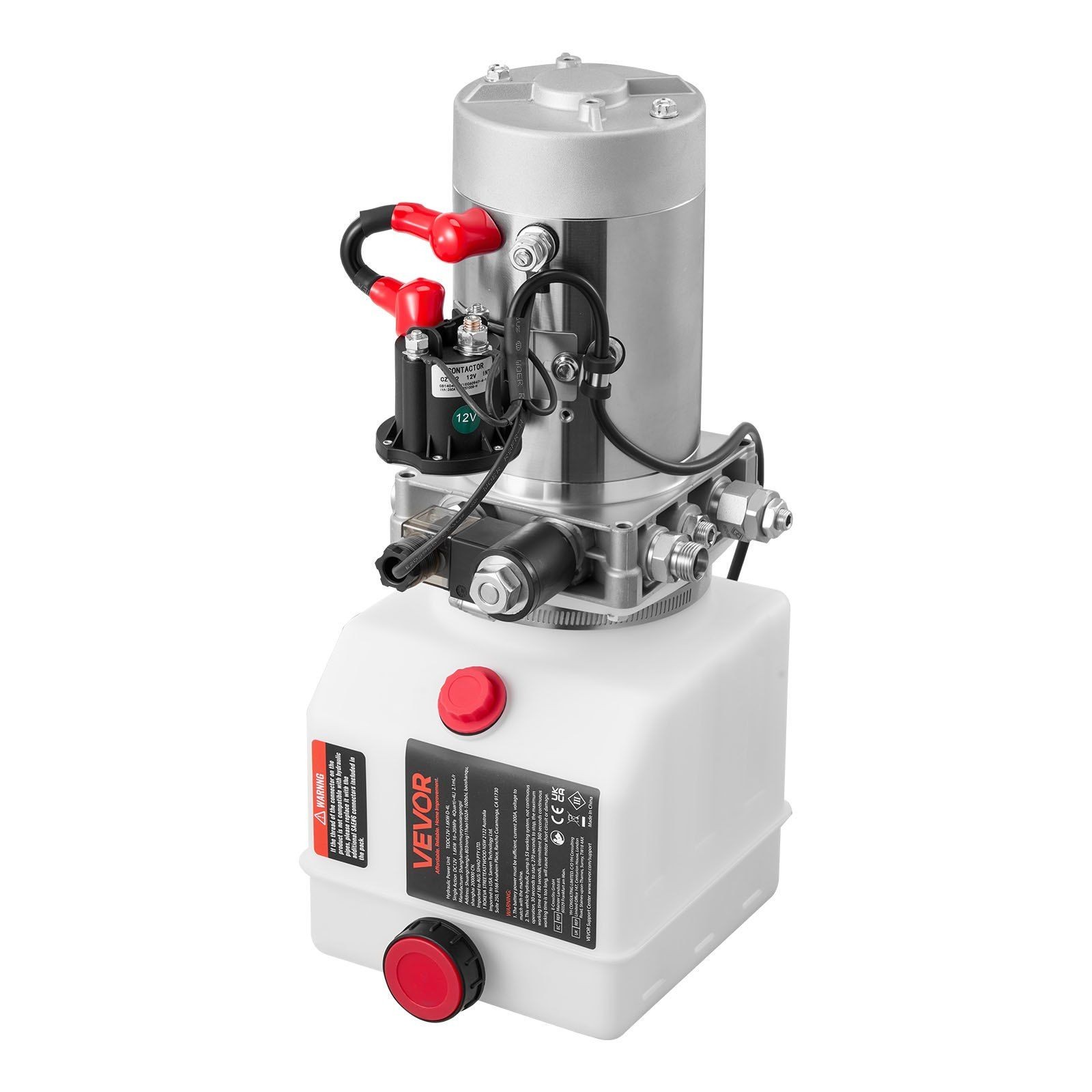 1.6kW 12V Hydraulic Pump, 4Qt Tank, 3200 PSI Relief, 0.91 GPM