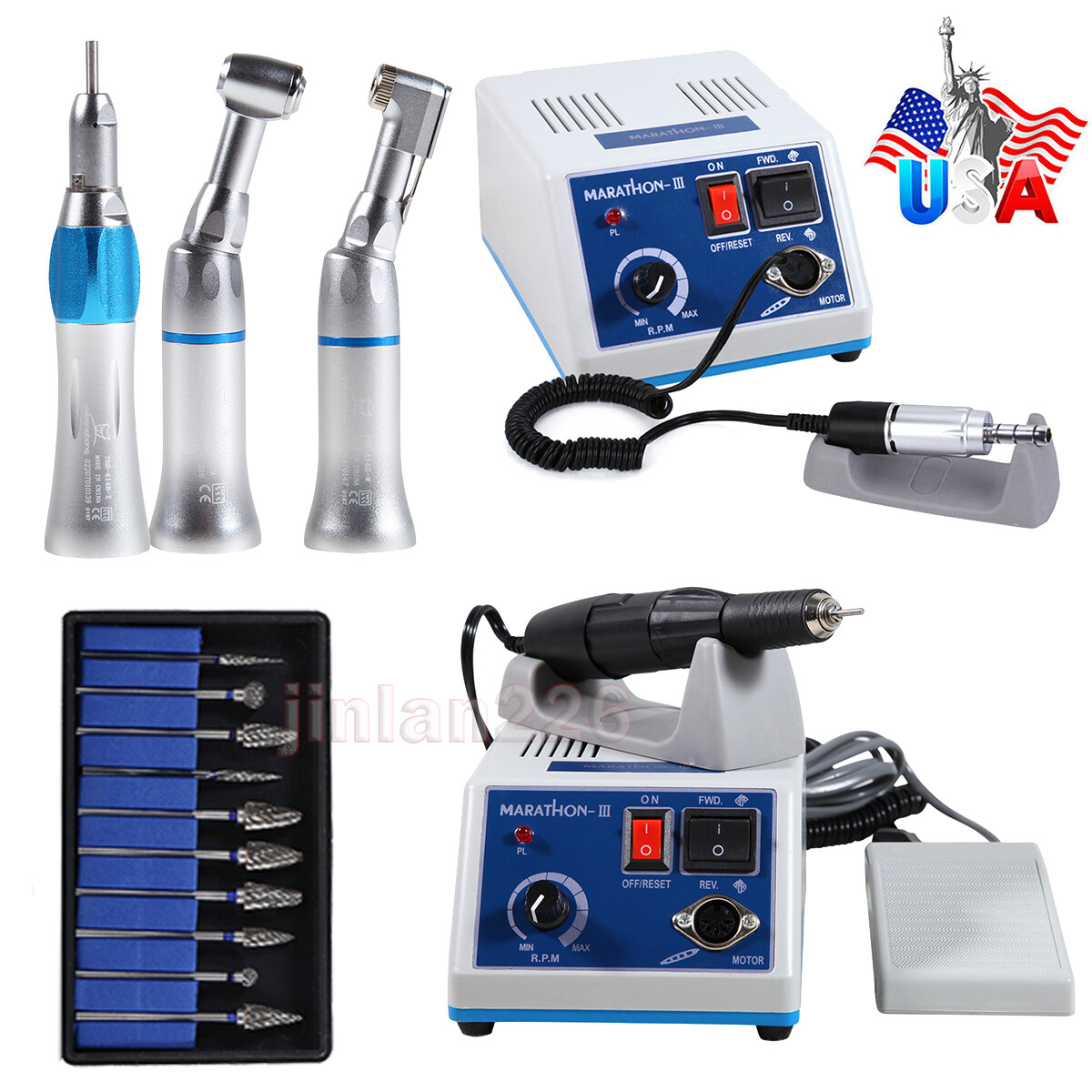 Dental Electric Micromotor Polisher Marathon/Contra Angle/Straight Handpiece new