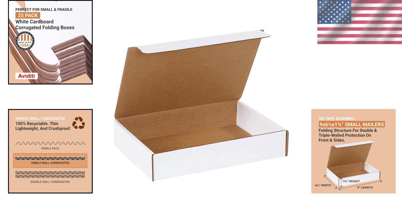 Reliable 50-Count Shipping Boxes – 9″L x 6.5″W x 1.75″H – Eco-Friendly Design