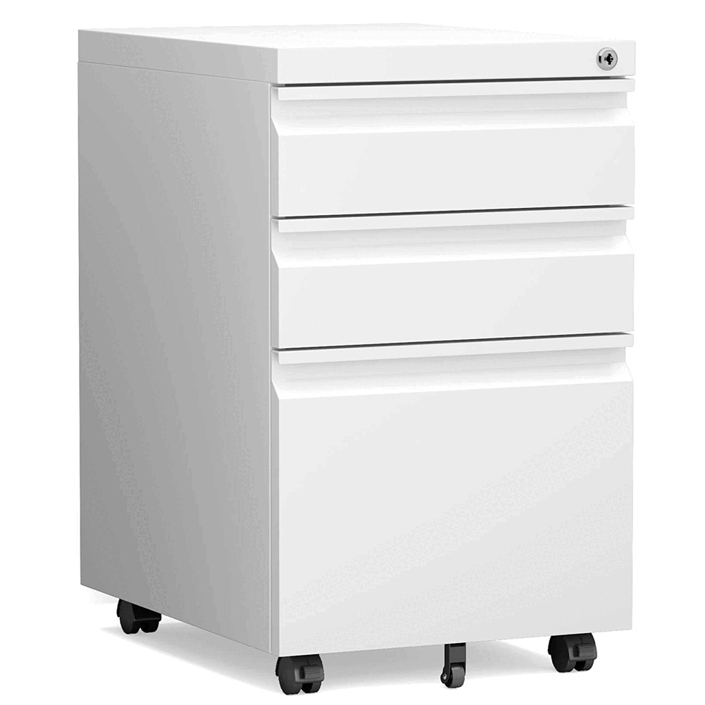 3 Drawer File Cabinet with Lock,Office Rolling Filing Cabinet Storage Under Desk