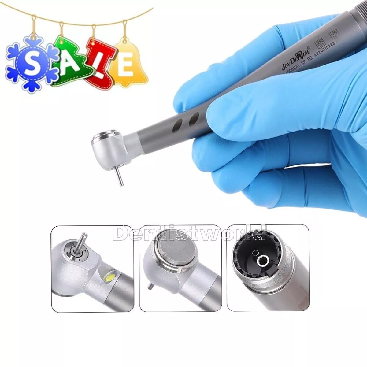 Dental High Speed Handpiece 2 Hole E-Generator LED 4Way Push Button JD