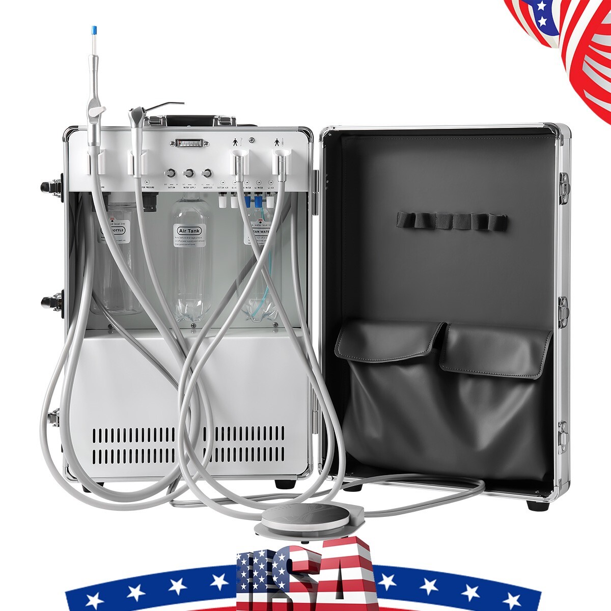 Portable Dental Delivery Unit High-Strength Aluminum Box with Air Compressor