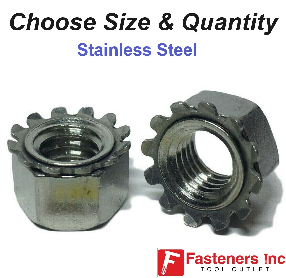 Kep Hex Star Lock Nuts Stainless Steel 304 (Choose Size & Quantity) Fine/Coarse