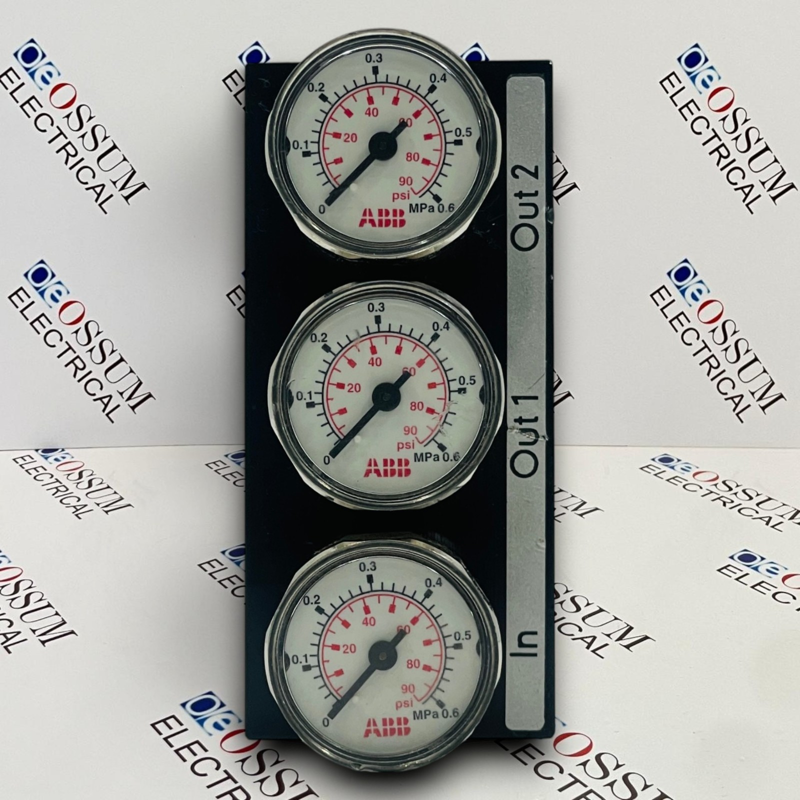 ABB PNEUMATIC MANIFOLD WITH 3 PRESSURE GAUGES 0-0.6 MPA 0-90 PSI FREE SHIPPING