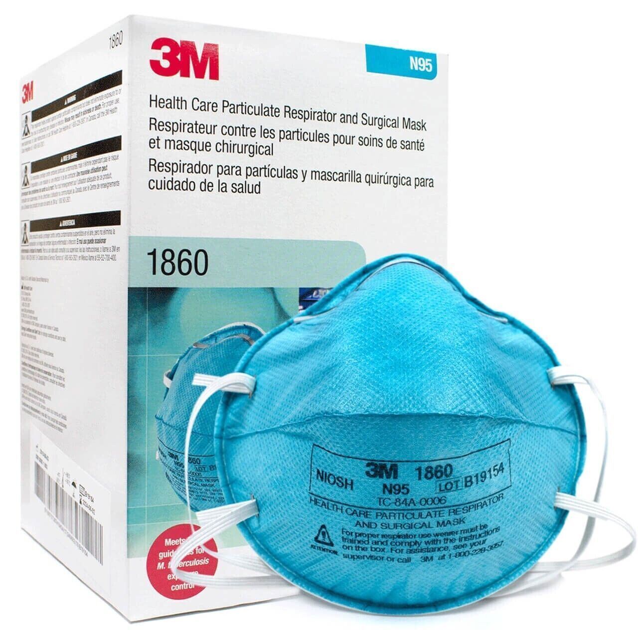 NEW 3M 1860 Particulate Respirators, Box of 20 – EXP 01/27