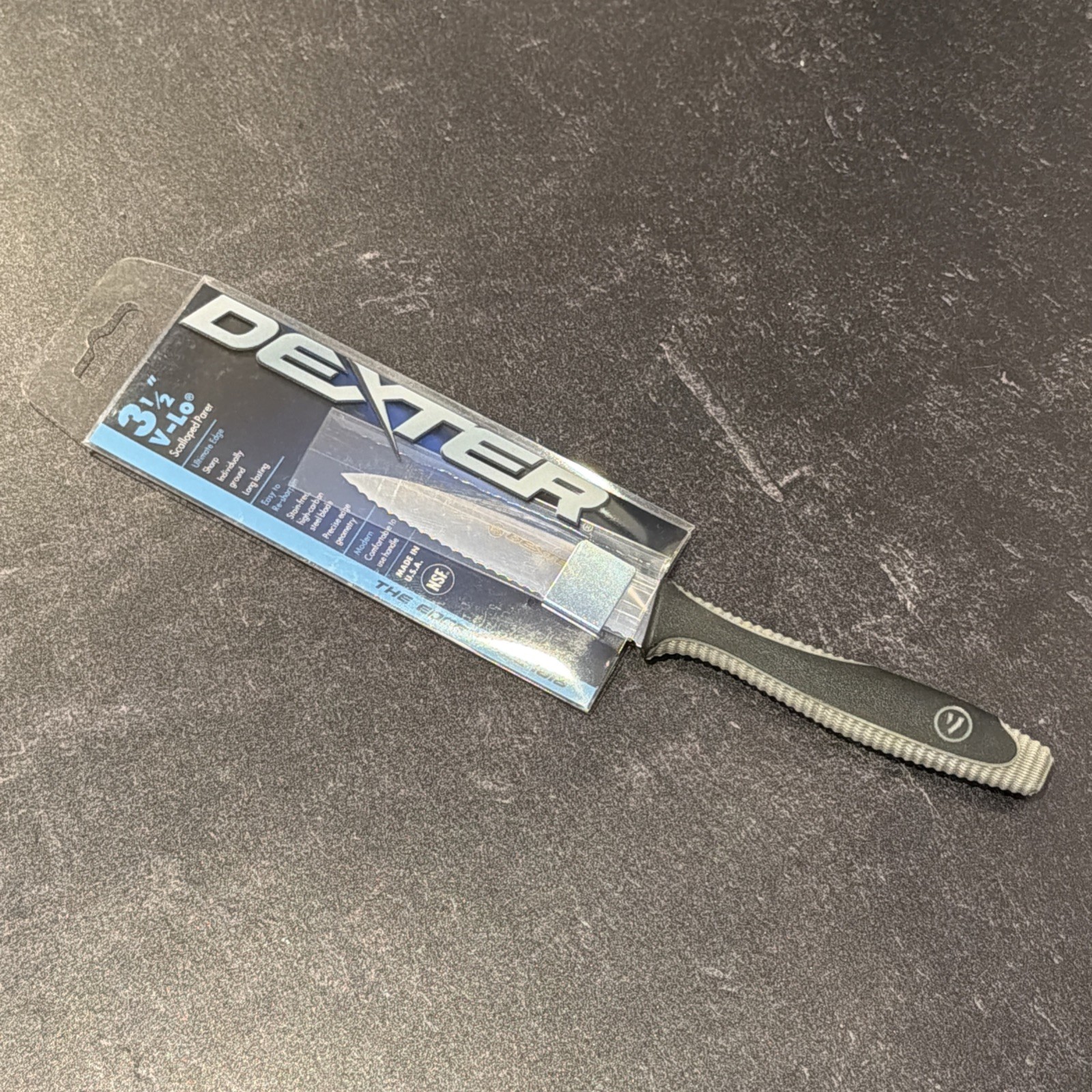 Dexter-Russel V-Lo 3 1/2″ Paring Knife ~ Black/Gray ~ Scalloped Parer ~ NEW!