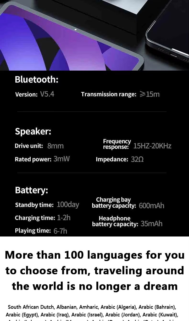 AI Language Translator Device Real-time Smart Instant Voice 150+ Languages