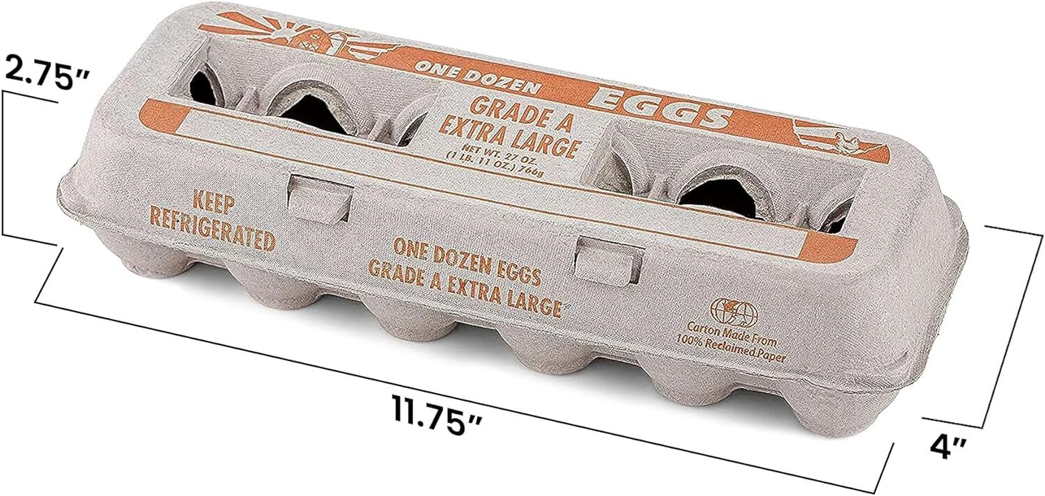 MT Products Printed Pulp XL Paper Egg Cartons Hold Eggs 12 Count – Pack of 10