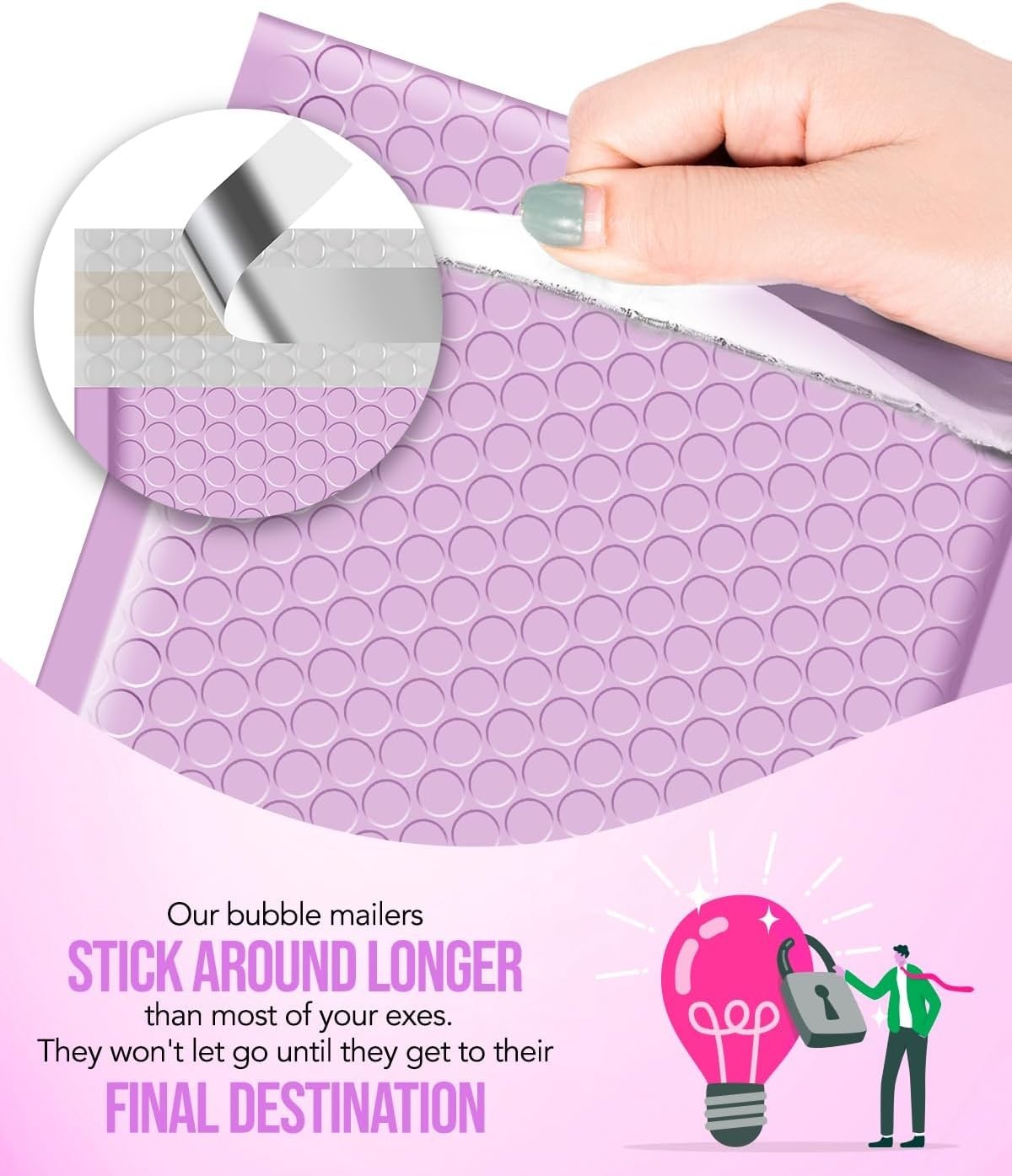 Durable Lavender Bubble Mailers 6×10 Inches – 100 Padded Self-Sealing Envelopes