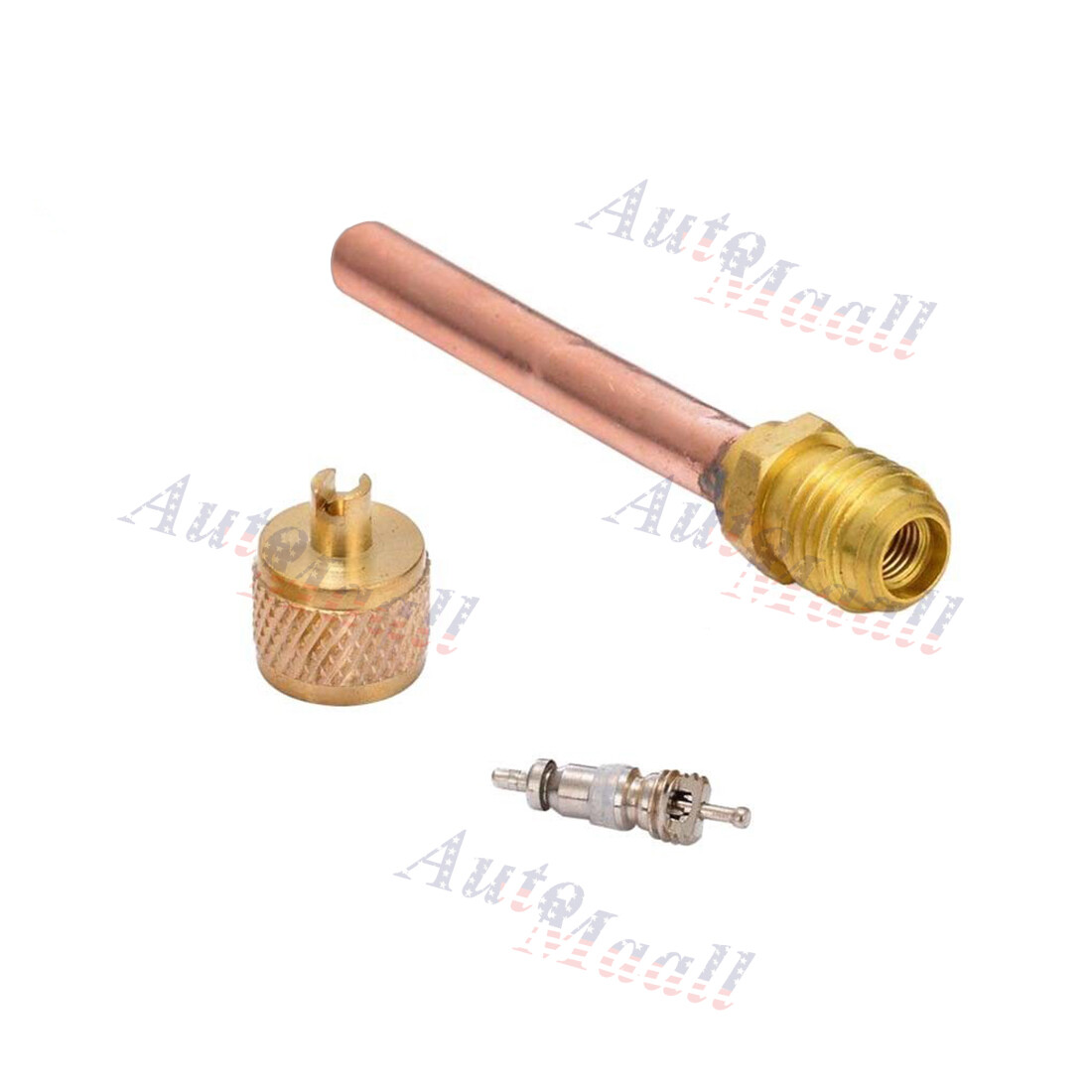 10pc Service Access Valve 1/4″ SAE *1/4 OD *2.75″ Stem Core AC Refrigeration Kit