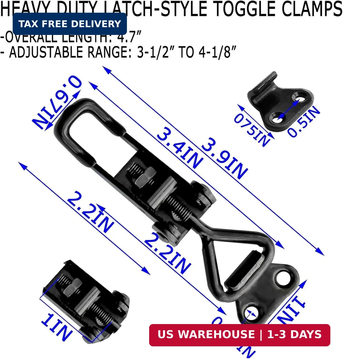 10Pack Black Toggle Latch Clamp, Heavy Duty Latch-Style Toggle Clamp, Adjustable
