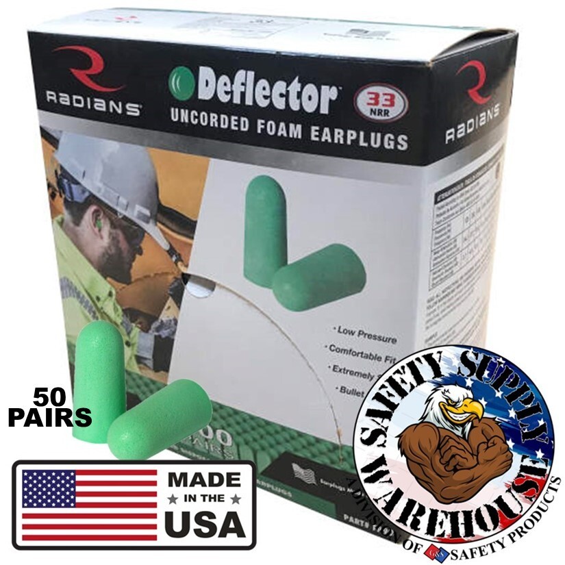 Radians FP90 Deflector Green Earplugs Uncorded NRR33 50 pairs/Box