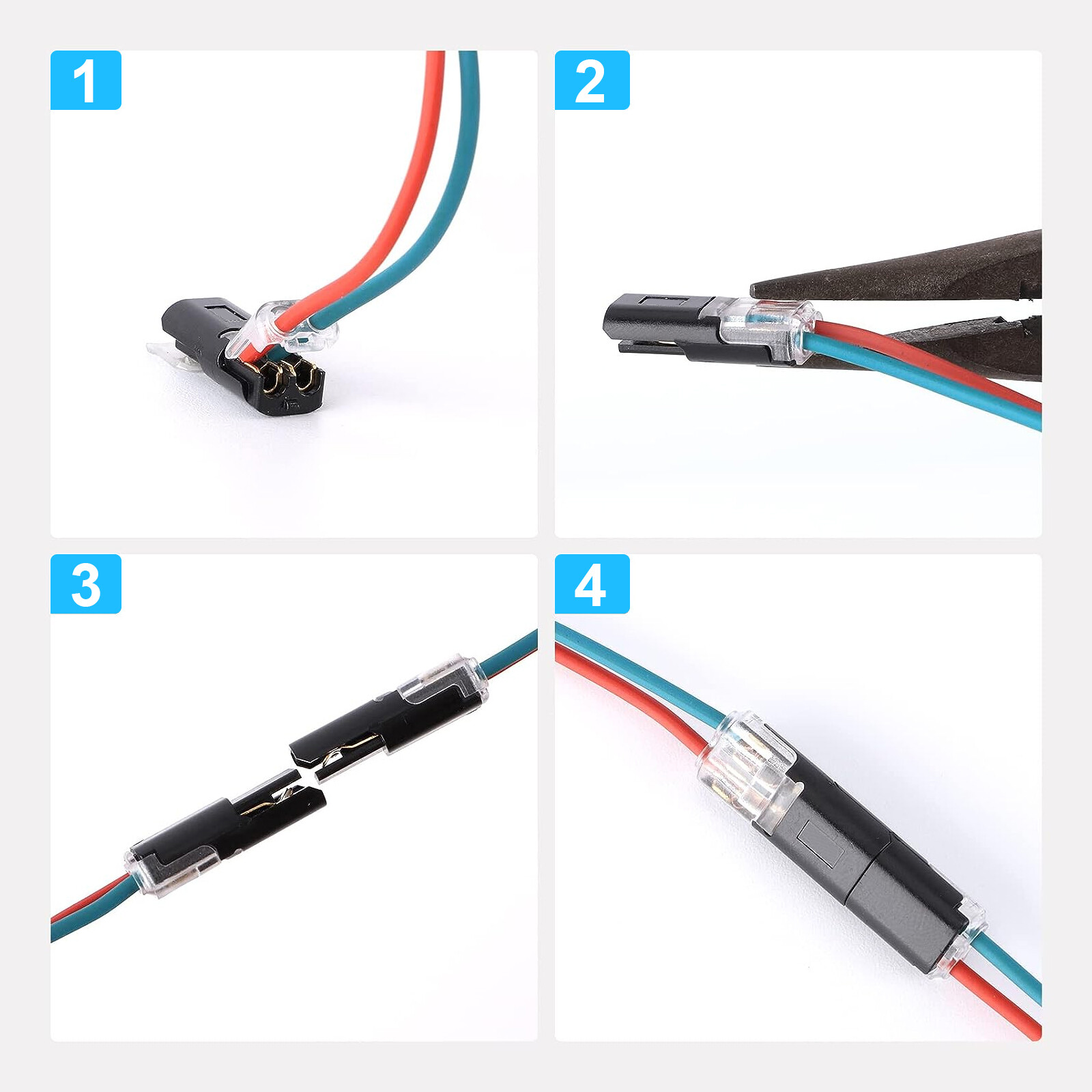 100PCS Double-Wire Plug-in Connector, Cable Clamp with Locking Buckle, AWG 18-22