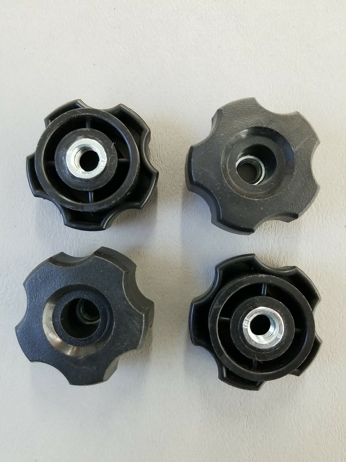 (4) M8x1.25×43, 8mm Female Thread Plastic Head Screw On Clamping Nuts Knob Black
