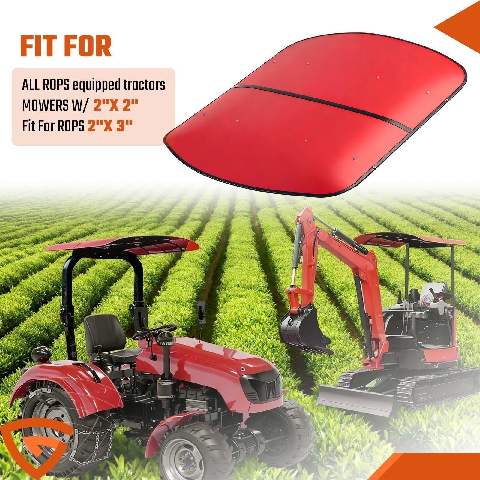 Red Tractor Canopy Tuff Top Type 48″ x 52″ For 2″x2″ & 2″x3″ ROPS Mower Roof Kit