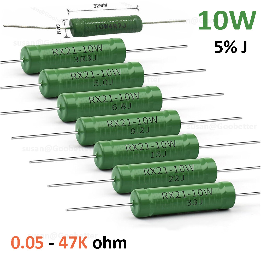10W Wirewound Resistors Axial Leaded 5% J 0.05 to 47K ohm Resistor Through Hole