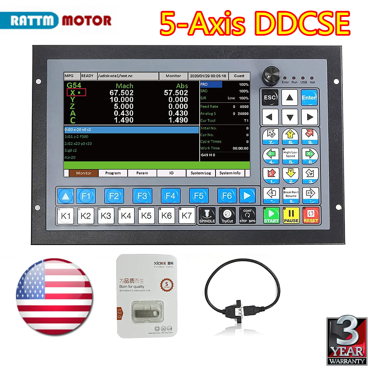 『US』 CNC 5 Axis DDCS Expert Stepper Motor Controller Offline Stand-alone System