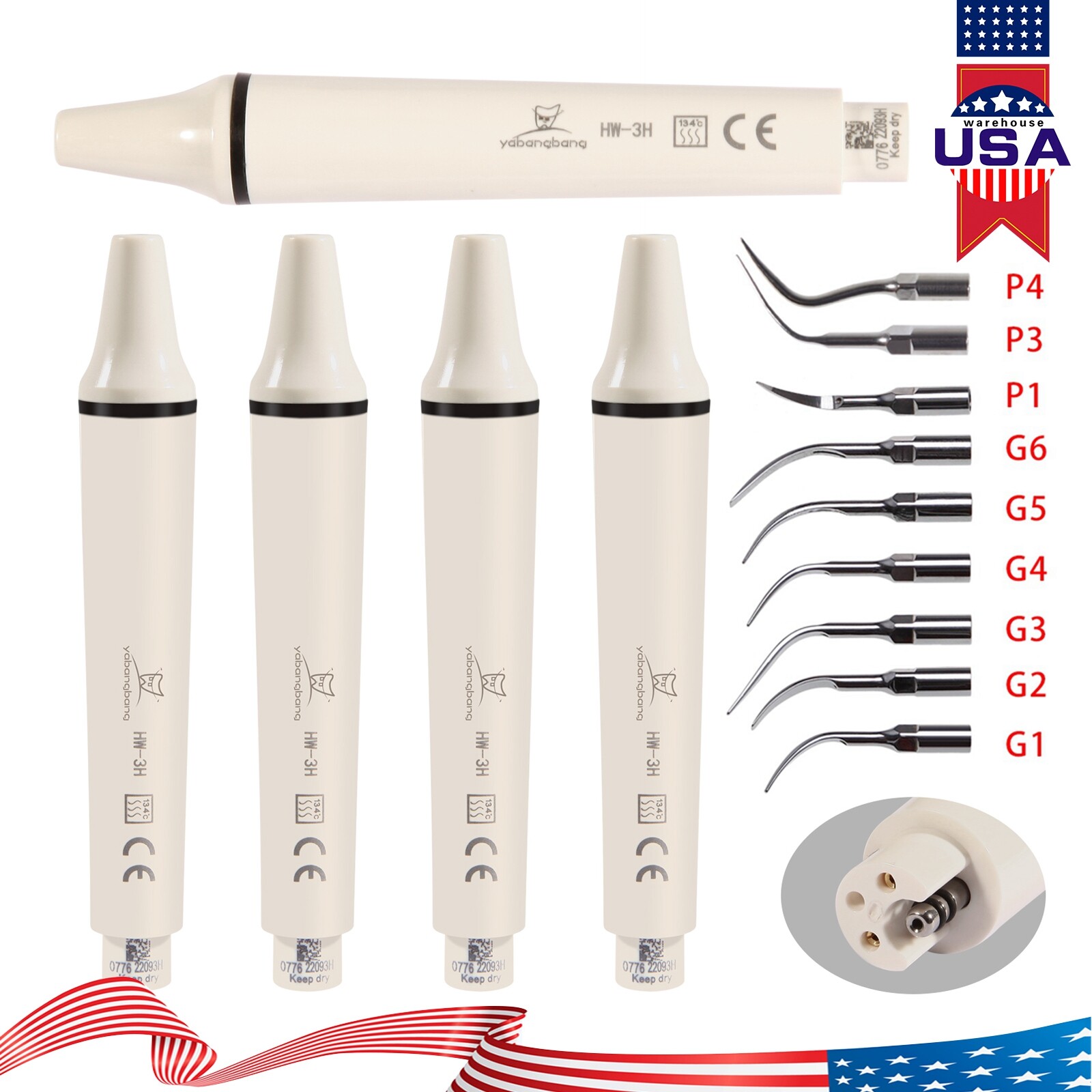 Piezo Scaler Dental Ultrasónico Pieza de Mano WOODPECKER EMS Cavitron/ 10*Puntas