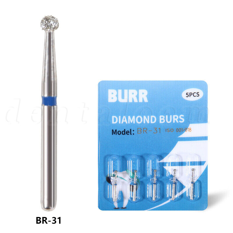 Dental Diamond Bur FG Round End Taper Football Flame Pear Coarse Fine High Speed