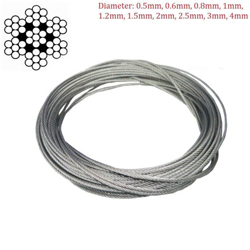 304 Stainless Steel Wire Rope Cable Flexible 0.5mm 1mm 1.5mm 2mm 2.5mm 3mm 4 mm