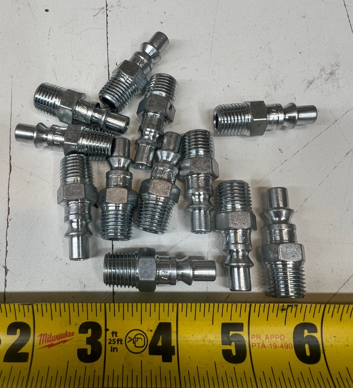Lot of 12) 1/4″ Milton 777 A-Style Male NPT Pneumatic Air Coupler Plug 1.63″ L