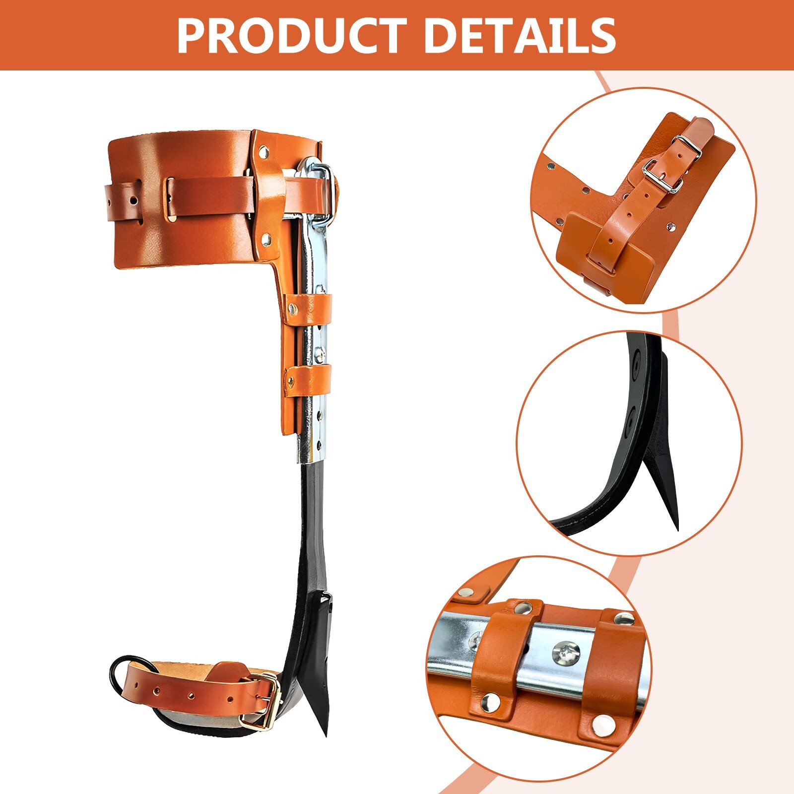 Tree Spikes Adjustable Height Pole Tree Climbing Spurs Steel w/2 Climbing Gear