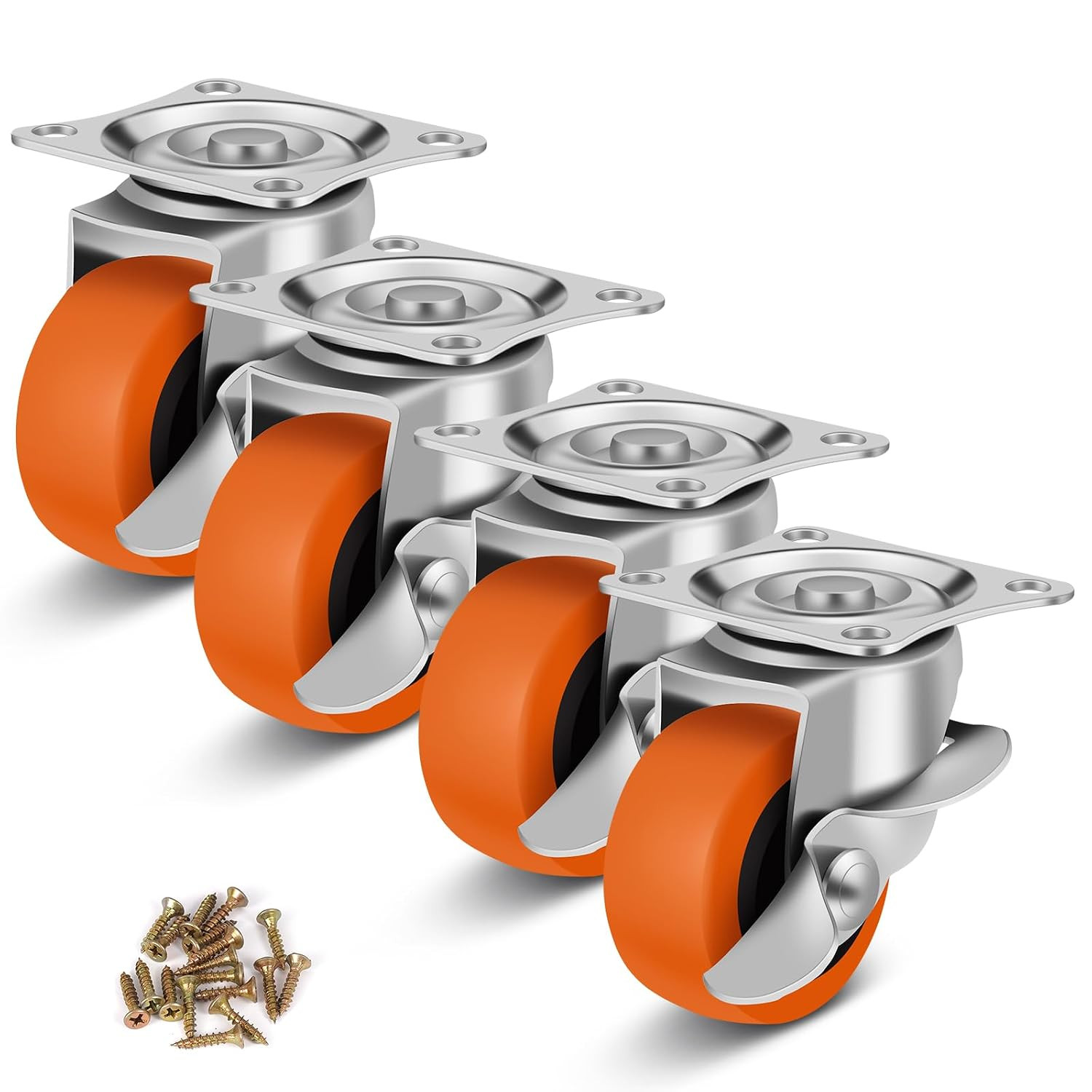 Caster Wheels, 1.5 Inch Casters Set of 4, Heavy Duty Caster with Brake, Locking