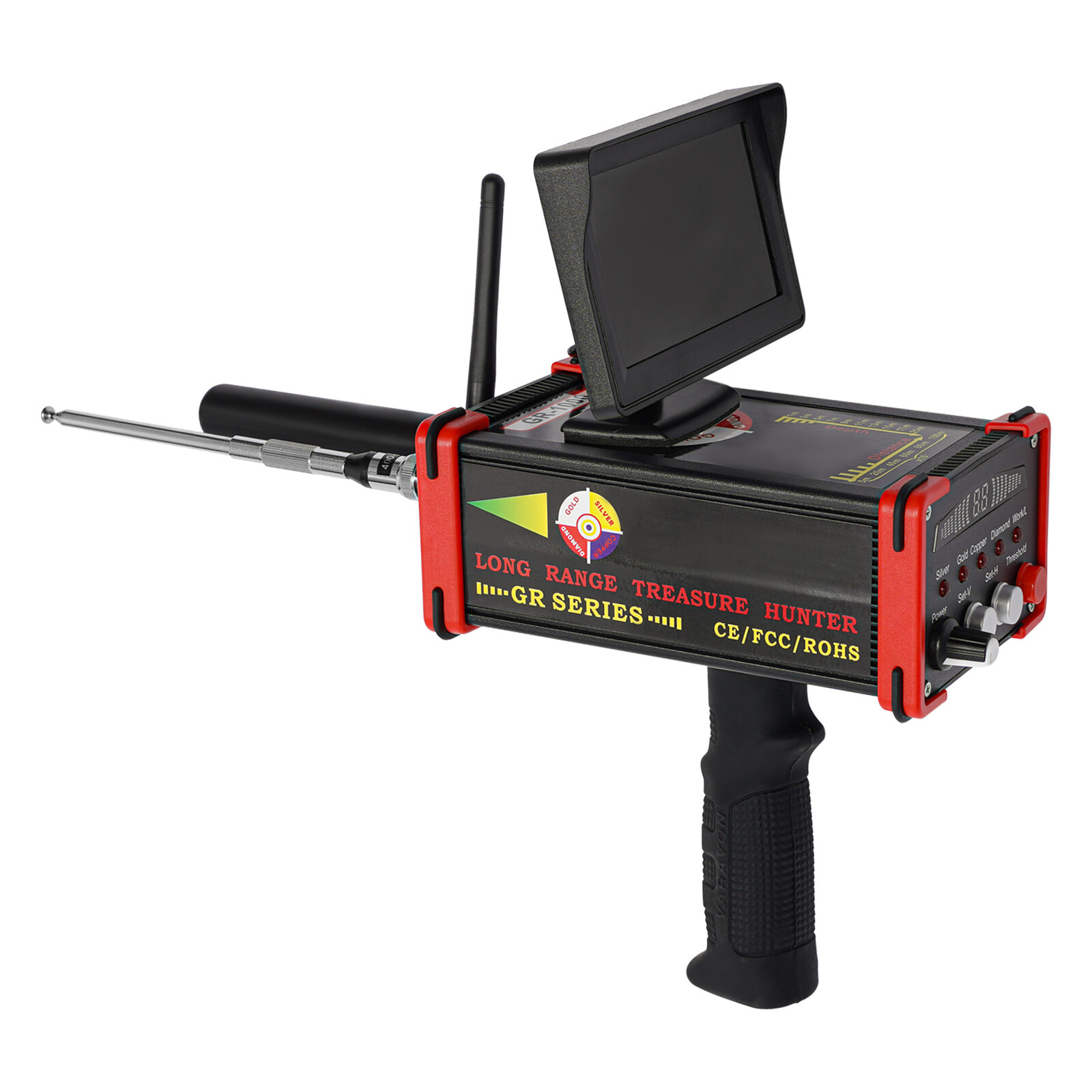 Long Range Metal Detector HandHeld Gold Detector 1000M w/ LED Screen & Chargers