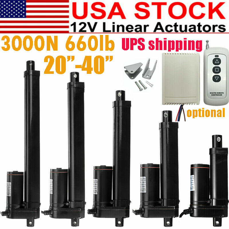DC 12V Electric Linear Actuator Motor 3000N 660lb 2″~ 40″ Heavy Duty Fast IP65
