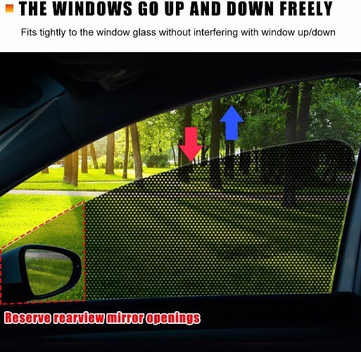 4 PCS Static Cling Car Side Window Sunshades, 16.5″×15″ Reusable Window Film fo