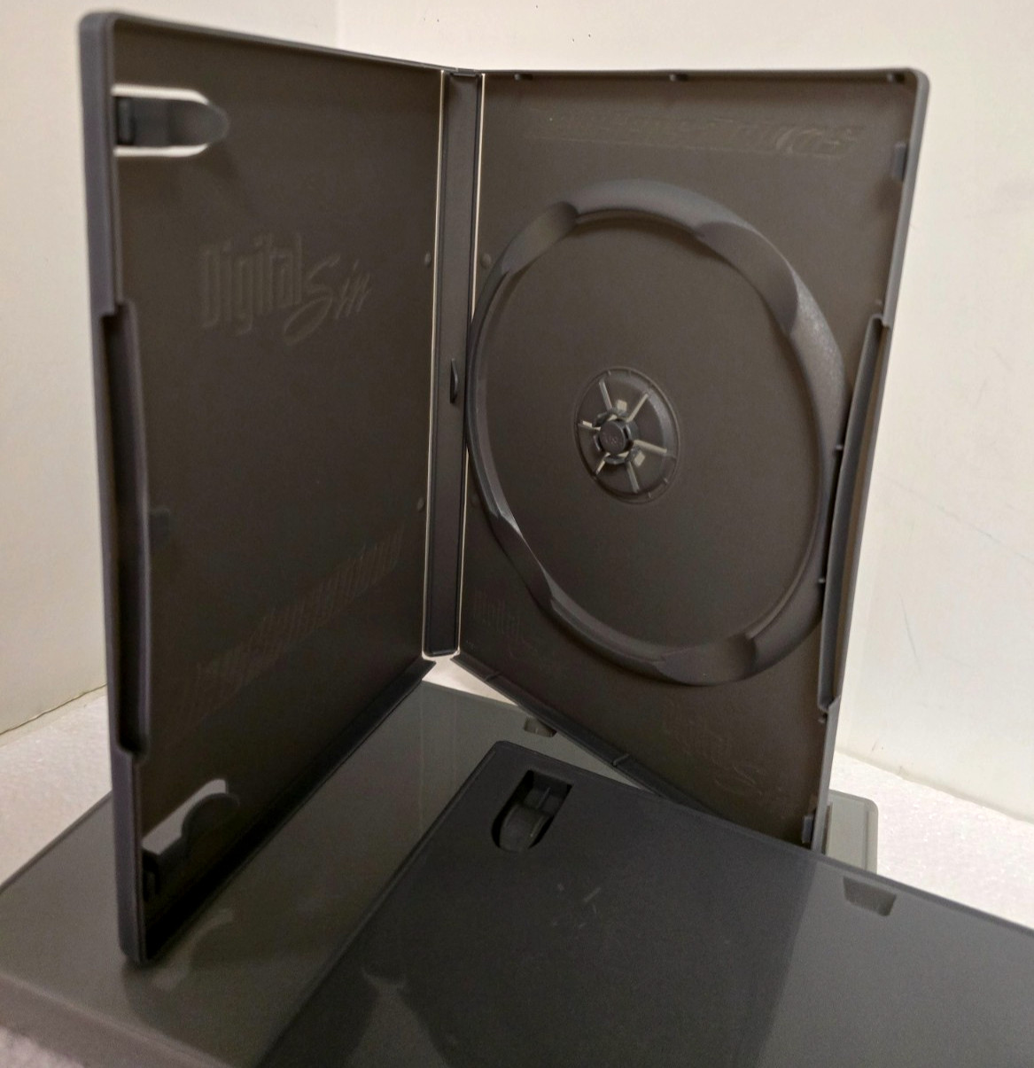 DARK GREY Standard Single Disc DVD Cases (14mm) «DIGITAL SIN» Logo on inside