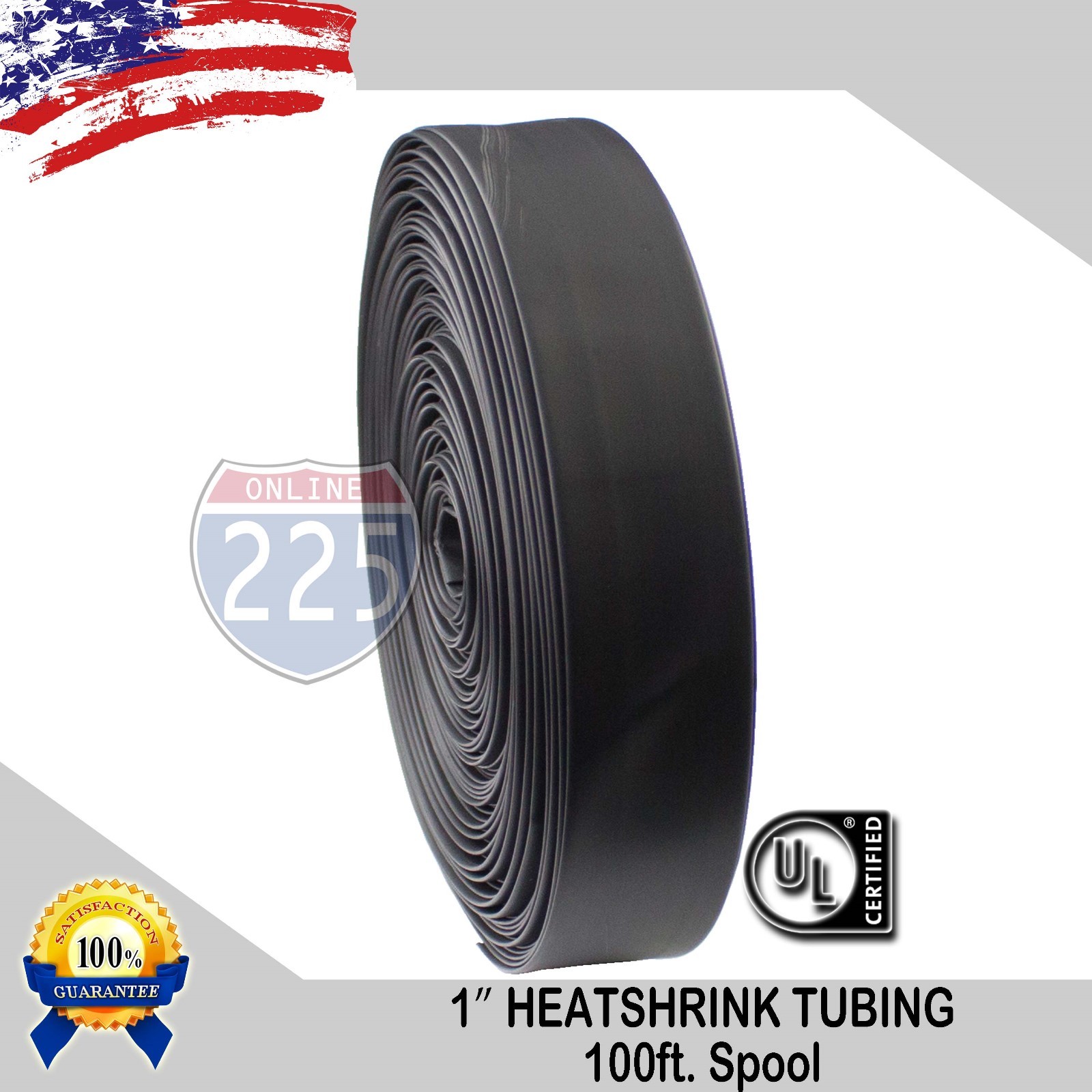 1″ 100 FT. 100′ Feet BLACK 25mm Polyolefin 2:1 Heat Shrink Tubing Tube Cable US