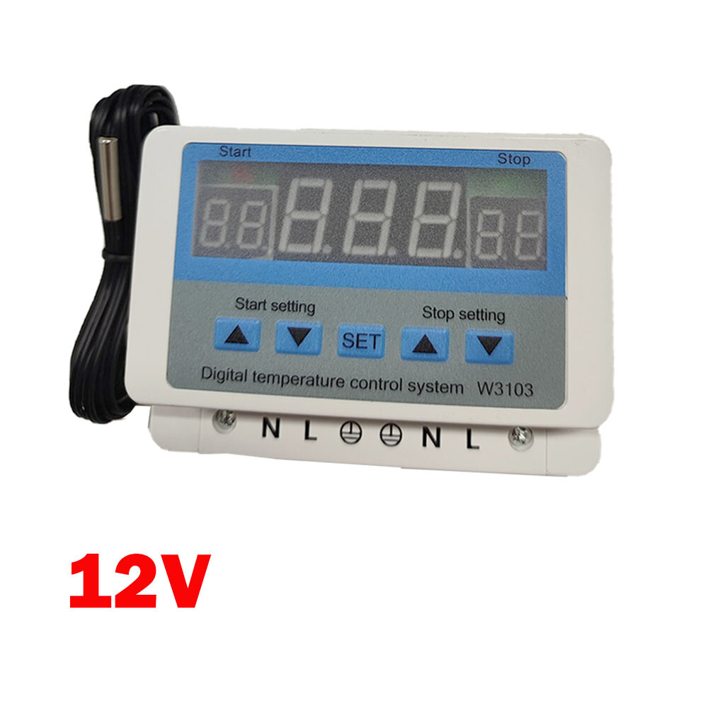 W3103 Digital Wall-Mounted Temperature Controller Thermostat 30A 12V/24V/220V