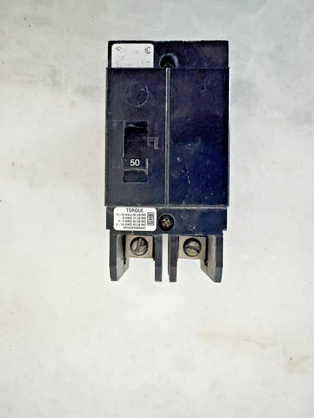 Eaton/Cutler-Hammer 50 amp 2 pole 277/480 molded case bolt in Breaker GHB2050