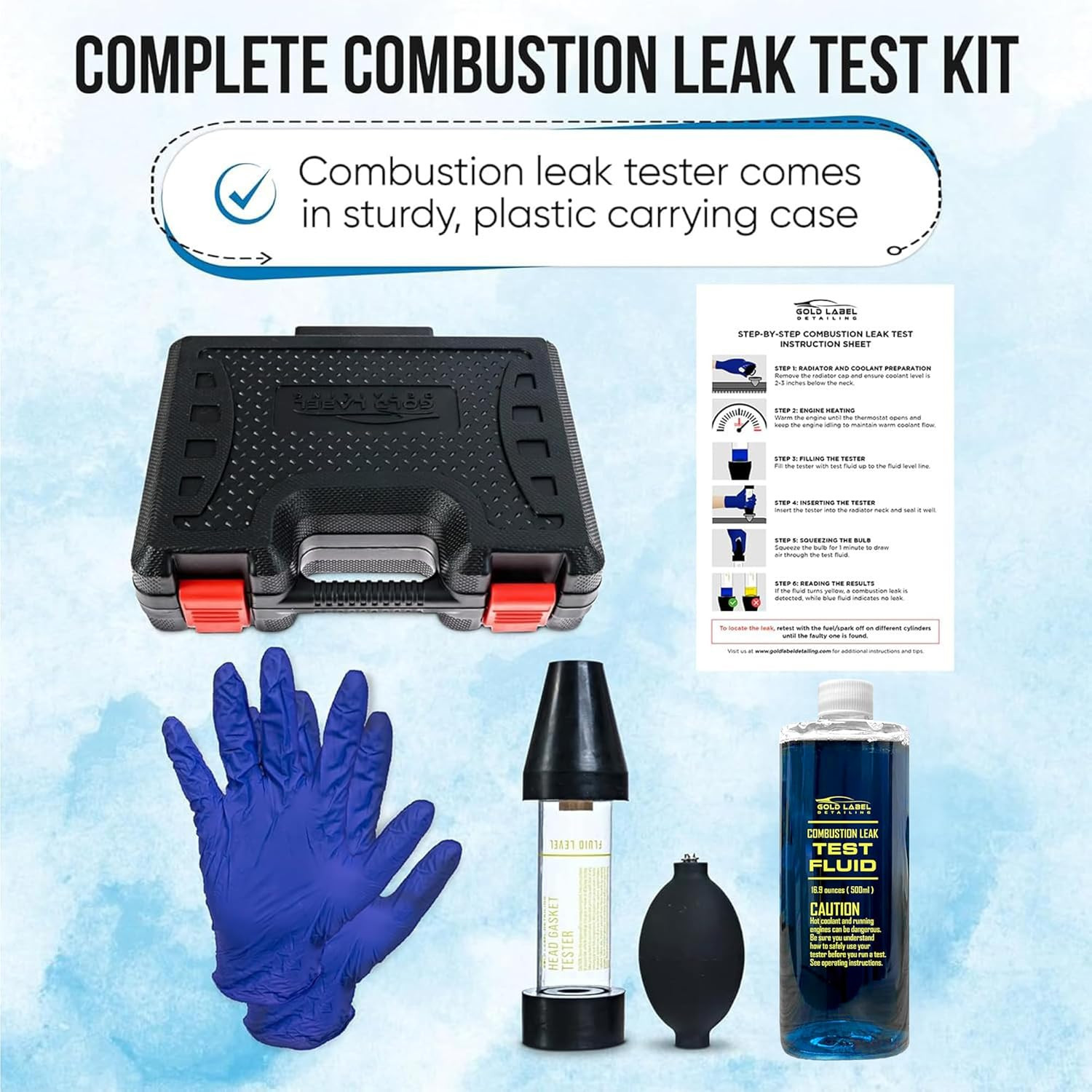 Combustion Leak Detector Kit, 100+ Tests Engine Block & Head Gasket Tester with