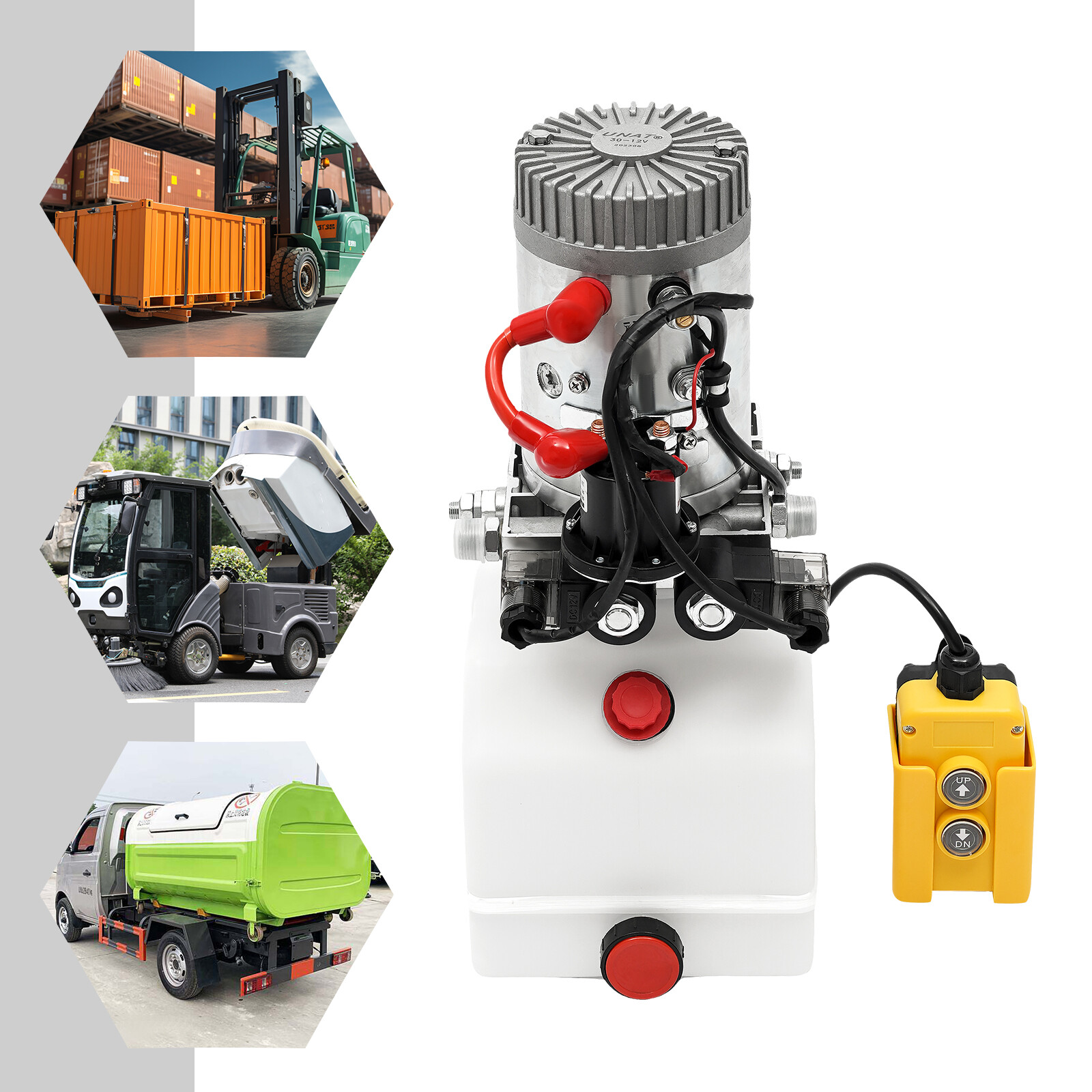 4L//4.23Qt Double Acting Hydraulic Pump Dump Trailer Reservoir 12V DC Unit Pack